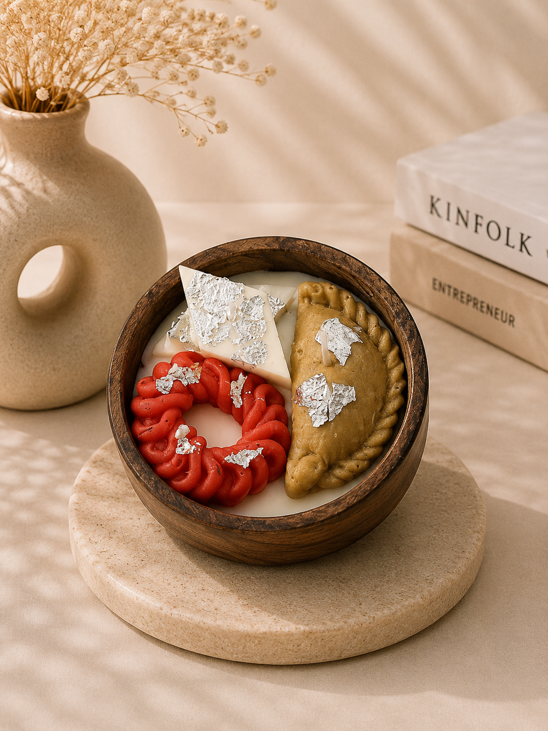 Mithai Wooden Bowl Candle
